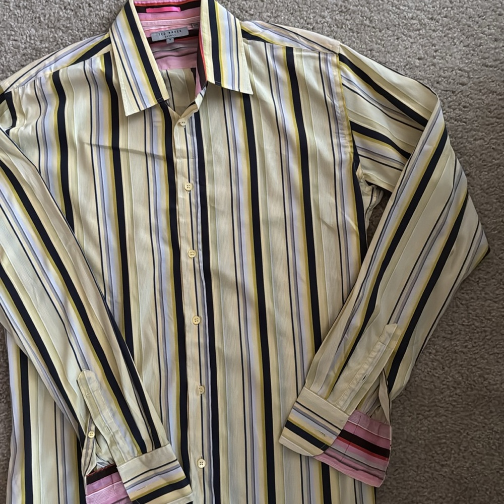 Ted Baker London Yellow Striped Dress Shirt - Picture 5 of 5